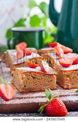 Strawberry Pie With Whole-grain Flour, Selective Focus