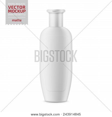 White Matte Plastic Bottle For Baby Shampoo, Shower Gel, Lotion, Body Milk, Bath Foam. Photo-realist
