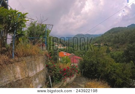 Mountain Village On A Sunny Summer Evening