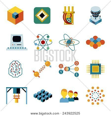 Digital Vector Quantum Computing Icon Set