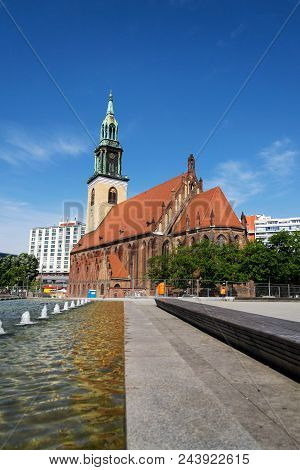 St. Marys Church, Marienkirche Near Alexanderplatz In Central Berlin, Germany
