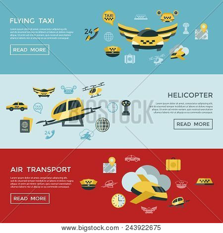 Digital Vector Flying Taxi Drone Icon Set