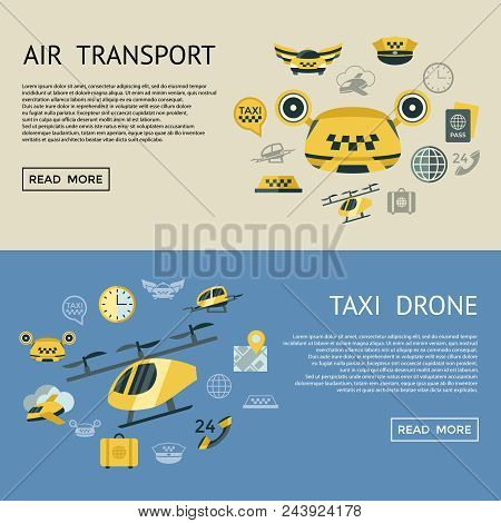 Digital Vector Flying Taxi Drone Icon Set