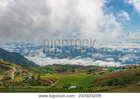 Mountains Under Mist In The Morning At Phu Tub Berk, Petchabun Thailand