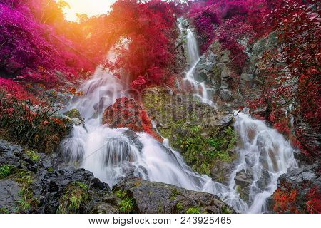 Waterfall In Deep Rain Forest Jungle (krok E Dok Waterfall Saraburi) Thailand
