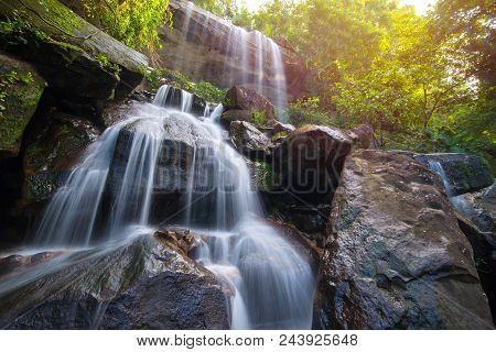 Waterfall Beautiful In Rain Forest At Soo Da Cave Roi Et Thailand