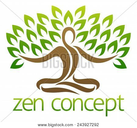 Conceptual Design Element Of A Tree In The Shape Of A Figure Sitting Crossed Legged In A Zen Yoga Lo