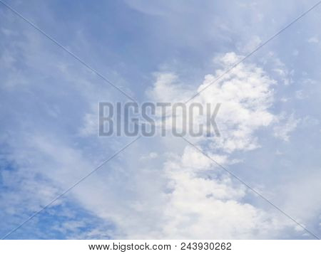 Beautiful Nature Blue Sky With Clouds, Sky Clouds Background, Cloudscape Concept. Space For Text In 
