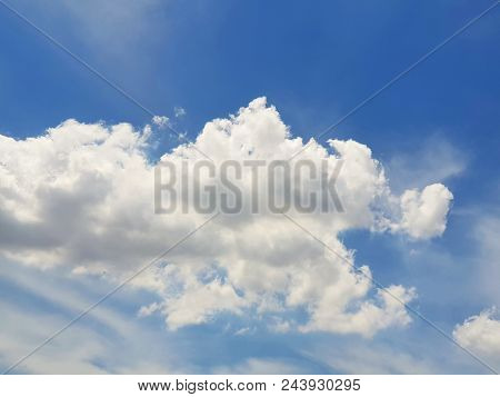 Beautiful Nature Blue Sky With Clouds, Sky Clouds Background, Cloudscape Concept. Space For Text In 