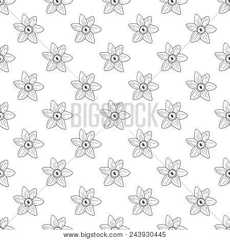 Vector Seamless Narcissus Monochrome Pattern. Floral Pattern.