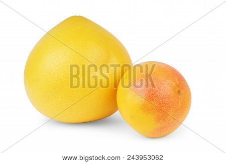 Orange Grapefruit Closeup Isolated On White Background
