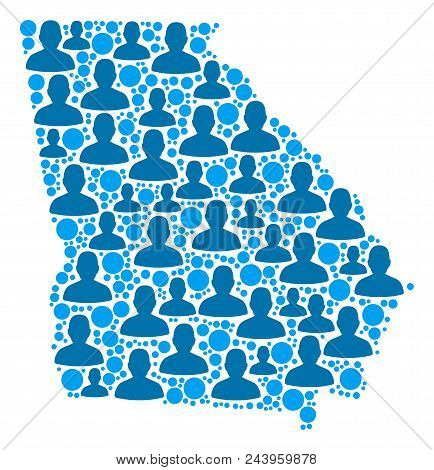 Population American State Georgia Map. Demography Vector Composition Of American State Georgia Map M