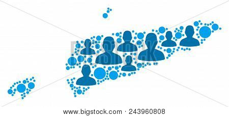 Population East Timour Map. Demography Vector Abstraction Of East Timour Map Done Of Random Crowd El