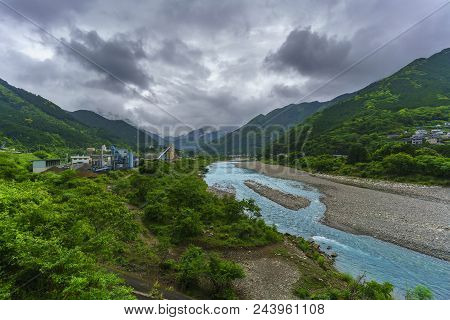 Beautiful scenery of Miyama town and river , Japan