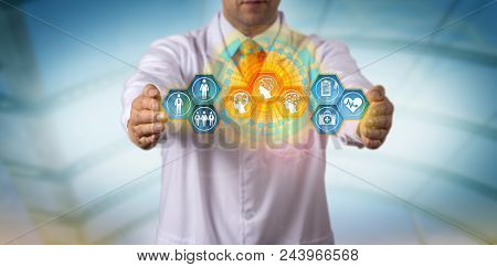 Unrecognizable Healthcare Provider Integrating Patient Data With Smart Machines. Health Care Data Ma