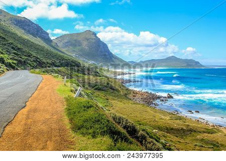 Cape Peninsula Scenic Drive, South Africa. Misty Cliffs A Little Village Between Kommetjie And Scarb