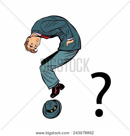 Question Mark. Business People Silhouette Alphabet. Pop Art Retro Vector Illustration Kitsch Vintage
