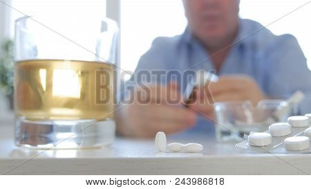 Addicted Person Image Consume Alcohol And Drugs