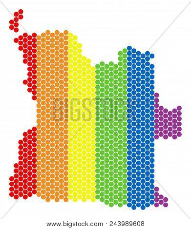 A Dotted Lgbt Angola Map For Lesbians, Gays, Bisexuals, And Transgenders. Multicolored Vector Concep