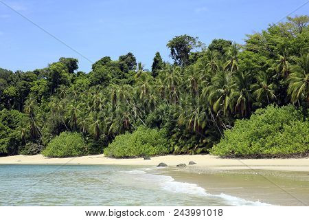 Tropical Beach Of Coibita, Aka Rancheria. Coiba National Park, Panama