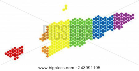 A Dotted Lgbt East Timour Map For Lesbians, Gays, Bisexuals, And Transgenders. Colorful Vector Colla