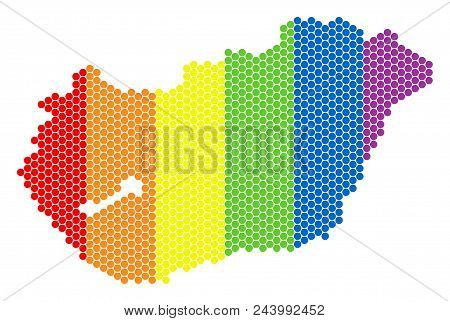 A Dotted Lgbt Hungary Map For Lesbians, Gays, Bisexuals, And Transgenders. Colorful Vector Mosaic Of