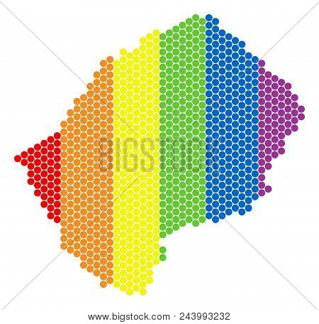 A Dotted Lgbt Lesotho Map For Lesbians, Gays, Bisexuals, And Transgenders. Colored Vector Collage Of