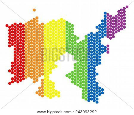 A Dotted Lgbt Limnos Greek Island Map For Lesbians, Gays, Bisexuals, And Transgenders. Color Vector 