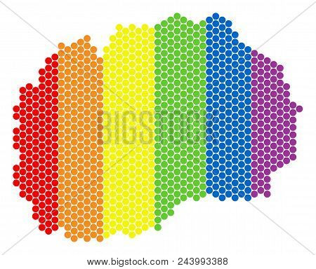 A Dotted Lgbt Makedonia Map For Lesbians, Gays, Bisexuals, And Transgenders. Multicolored Vector Col