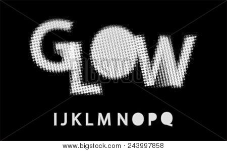 Glow Halftone Font Alphabet I J K L M N O P Q For Your Design. Isolated Characters. Vector Design El