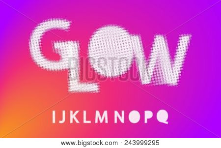 Glow Halftone Font Alphabet I J K L M N O P Q For Your Design. Isolated Characters. Vector Design El