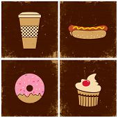 Four Illustrations Fast Food