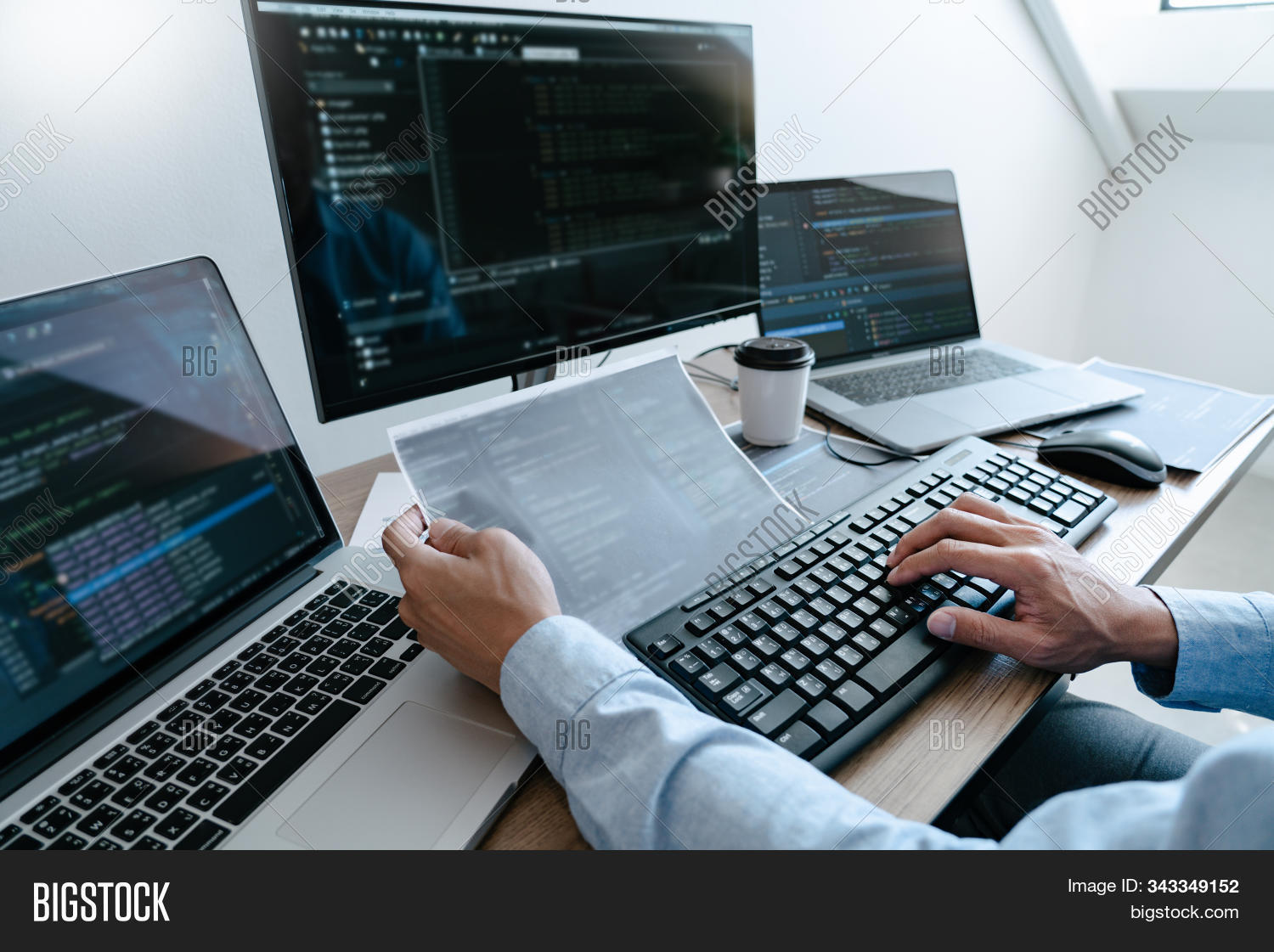 Programmer Typing Code Image Photo Free Trial Bigstock