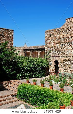 Malaga, Spain - July 7, 2008 - Supplier Courtyard And Gardens At The Nasrid Palace In Malaga Castle,