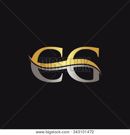 Initial Gold And Silver Letter Cg Logo Design With Black Background. Cg Logo Design.