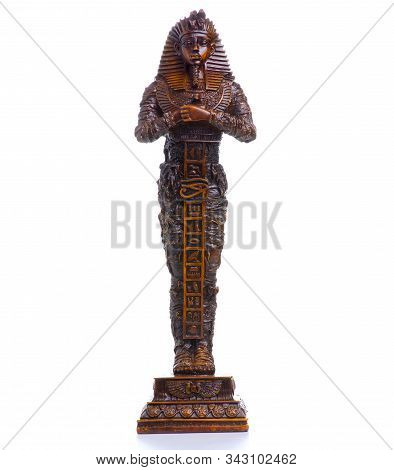 Egyptian Pharaoh Figurine On White Background Isolation