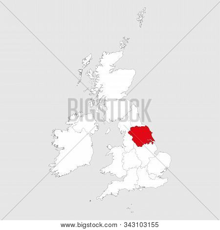 Yorkshire And The Humber Marked On United Kingdom Map. Light Gray Background.