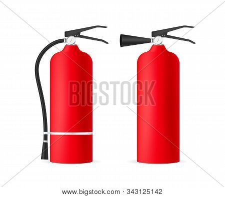 Set Fire Extinguisher Protection Isolated. Vector Stock Illustration.