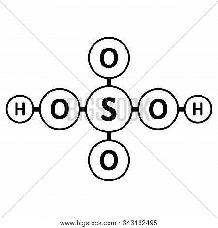 Sulfuric Acid Molecule Icon On White Background. Vector Illustration.