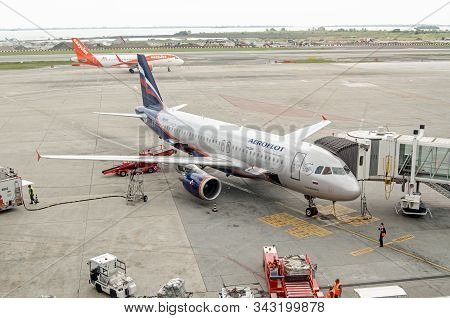 Venice, Italy - May 22, 2019:  Aeroflot Airbus A320-214 Parked At Marco Polo Airport, Venice. The Pl