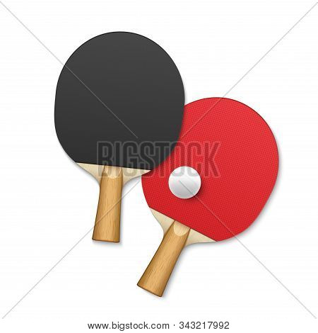 Rackets For Table Tennis. Pingpong Tennis Game Equipment Ball Vector Background Poster