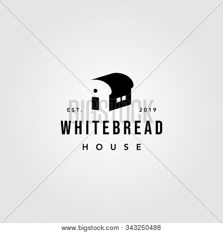White Bread House Logo Vintage Bakery Vector Design Illustration