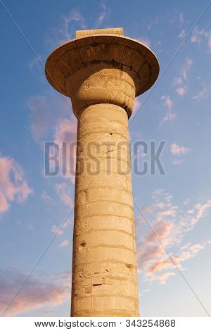 Foreground Of A Camel Dromedar Against The Backdrop Of The Great Pyramids, View Of The Sunset Sky In