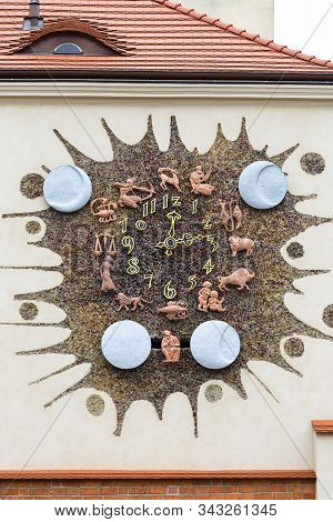 Zygmunt Clock With A Chime, Zodiac Signs On The Clock Face, Warsaw, Poland