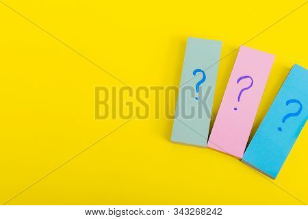 Many Question Mark Posters.  Written Reminders Tickets