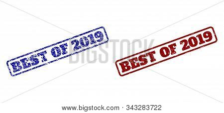 Rounded Rectangle Best Of 2019 Seal Stamps. Blue And Red Distress Stamps With Best Of 2019 Message I