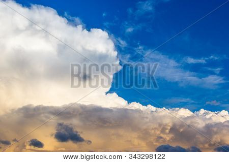 Plumose Clouds Of The Top Tier In Blue Space Of The Sky