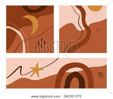 Artistic Modern Terracotta Banners Palette Background Brush Texture Handdrawn Graphic Terrazzo Eleme