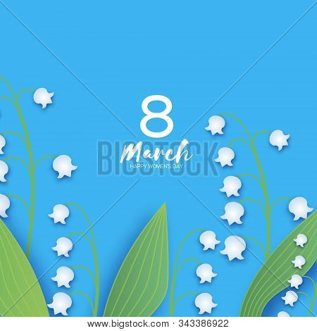 Lilies-of-the-valley. 8 March. Beautiful White Flowers. Origami Layered Floral Bouquet. Happy Womens