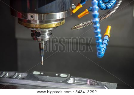 The Cnc Milling Machine Finishing Cut The Injection Mold Parts With The Solid Ball  Endmill Tools. T